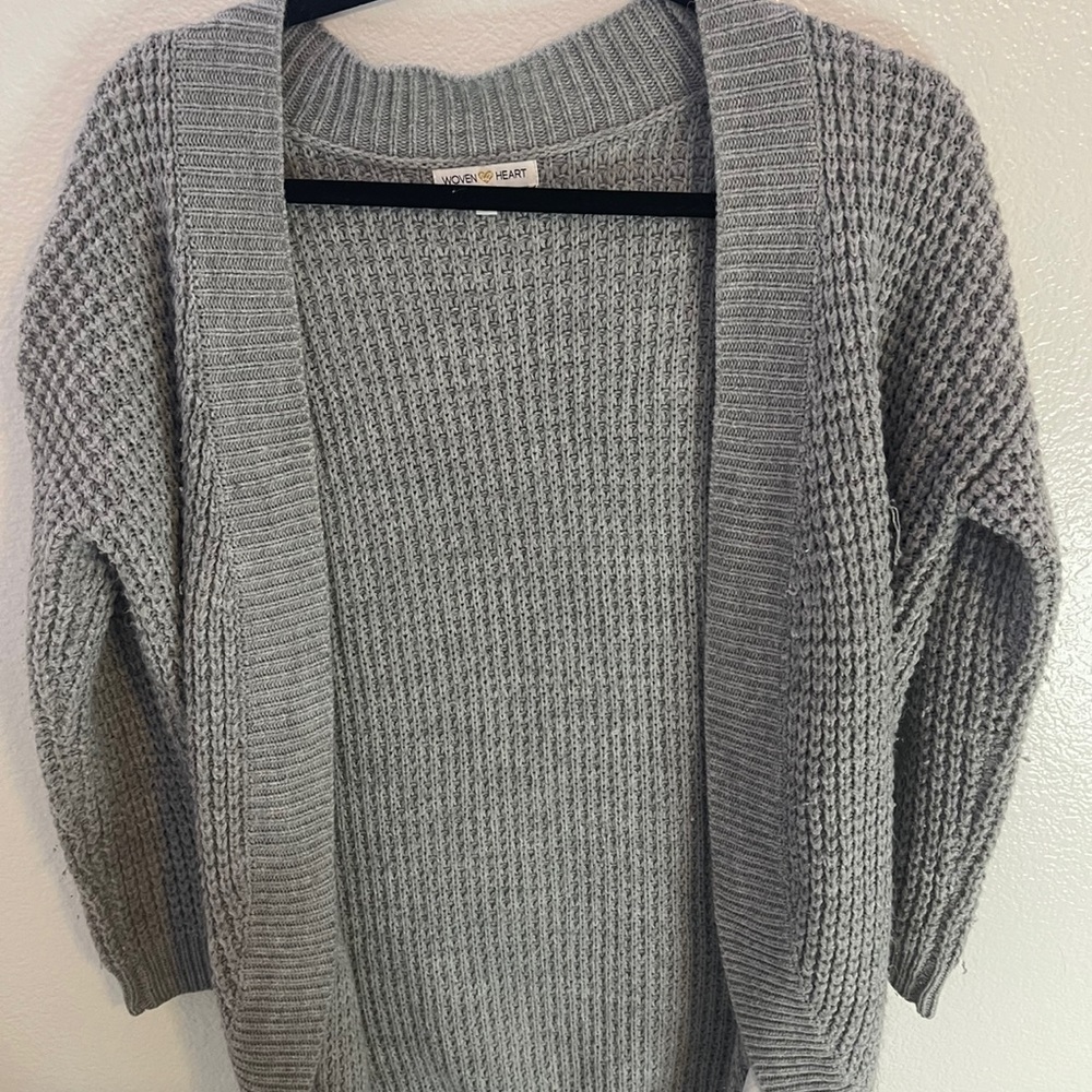 Woven Heart Gray Knitted Cardigan